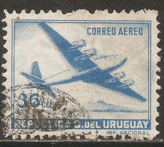 1947 Uruguay: Scott C152 Air Mail - Four - Motor Plane (36c - Ultramarine) photo