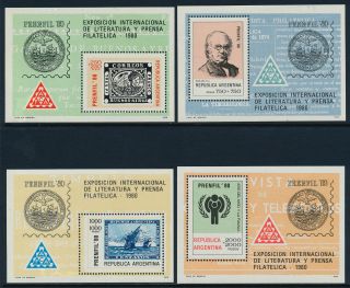 Argentina B88 - 91 Stamp On Stamp,  Rowland Hill,  Ships,  Bird photo