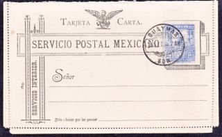 Mex 1900 Tarjeta Carta With 5c Mulita Guaymas Cancelled But Not Sent (ps270) photo