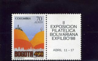 Bogota 450 Anniv.  Colombia 1988 And Label Ii Exp.  Filatelica Bolivariana photo