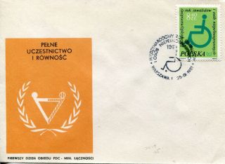 1981 Poland The International Year Of The Disabled Official Unaddressed Fdc photo