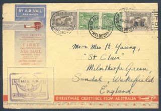 Australia 1931 A Pictorial Air Mail Cover First Air Mail Flight To England photo