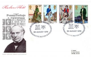 22 August 1979 Sir Rowland Hill Post Office First Day Cover Rayleigh Essex Shs photo