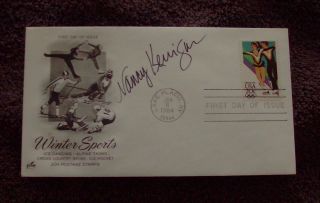 1984 Winter Olympics First Day Of Issue Cover (fdc) - Signed By Nancy Kerrigan photo