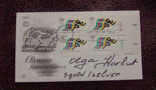 1972 Summer Olympics First Day Of Issue Cover (fdc) - Signed By Olga Korbut photo