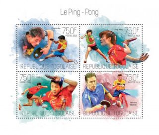 Togo 2013 - Table Tennis Contenders & Champions 4 Stamp Sheet 20h - 784 photo