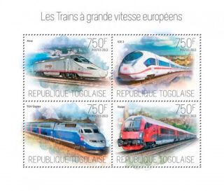 Togo 2013 - High Speed Trains Of Europe 4 Stamp Sheet 20h - 776 photo