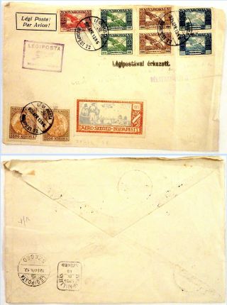 Hungary 1924 - 25 Airmail Issues On A Flown Cover Budapest To Sgeged (1 Cover) photo