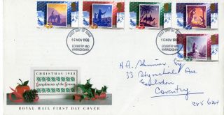15 November 1988 Christmas Royal Mail First Day Cover Coventry Fdi photo