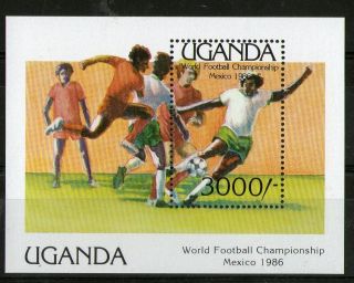 Uganda 1986 Mexico Football World Cup 3000/ - Miniature Sheet photo