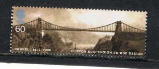 Brunel - Clifton Suspension Bridge Illustrated On 2006 British Stamp - Nh photo