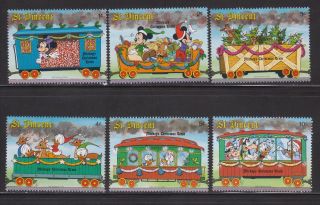 St.  Vincent - Sc 1121 - 26 - Disney Characters On Steam Train - Christmas ' 88 photo