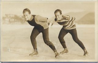 Lake Placid 1932 Winter Olymoic Games Rppc The Strauss Brothers Speed Skaters photo