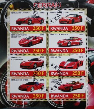 2012 Rwanda Postage Mini - Sheet Ferrari Sports Car Spider Scuderia Ffx Cto photo