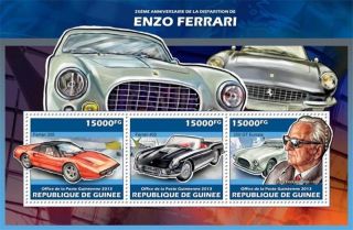 Guinea - 2013 Ferrari 25th Anniversary - 3 Stamp Sheet - 7b - 2293 photo