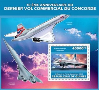 Guinea - 2013 Concorde 10th Anniversary - Stamp Souvenir Sheet - 7b - 2288 photo