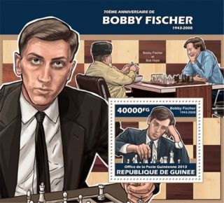 Guinea - 2013 Bobby Fischer 70th Anniversary - Souvenir Sheet - 7b - 2284 photo