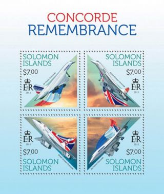 Solomon Islands Remembering The Concord 4 Stamp Sheet 2013 19m - 295 photo