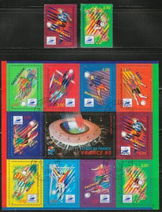 France 1998 Postal Sc 2623 - 24 A) Sheet Of 10 Soccer World Championships Rrr photo