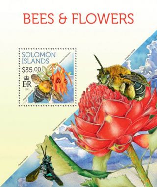 Solomon Islands 2013 Bees On Flowers Stamp Souvenir Sheet 19m - 292 photo