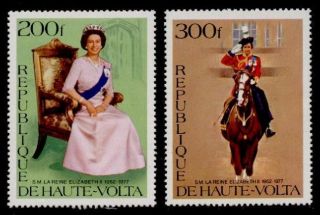 Upper Volta 436 - 7 Queen Elizabeth Ii,  Horse.  25th Anniv Of Coronation photo