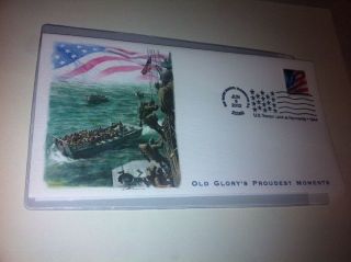 Old Glory Usa Fleetwood Fdc U.  S.  Troops At Normandy Wwii 1944 First Day Cover photo