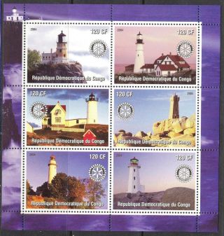 2004 Lighthouses Sheet Of 6 photo