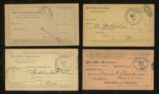 Delivery Advice 1889 - 1918 Usa Package + Registered. . .  4 Cards photo