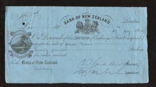 Cheque Zealand Bank 1910 Ilustrated. . .  Fielding. . .  Kiwi Bird. . .  L1 photo