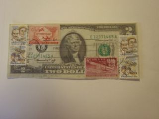 (better Pics) Wright Bros.  Comm.  Stamp Display On ' 76 $2.  Crisp Note photo