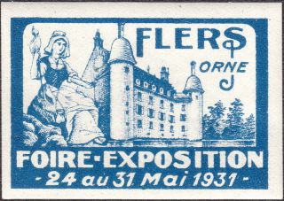 Stamp Label France Exposition 1931 Poster Cinderella Foire Orne Fair Paris photo