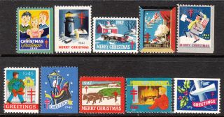 Stamp Label Us Christmas Seal 1940 - 9 Tb Greetings Holiday Selection photo