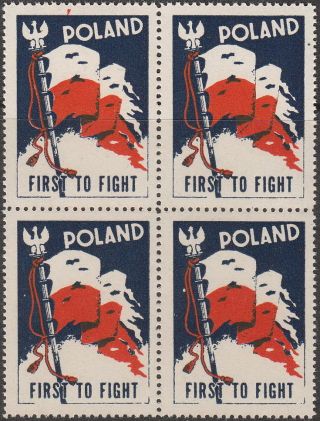 Stamp Label Poland Block Wwii Poster Cinderella Red Cross Victory Flag photo