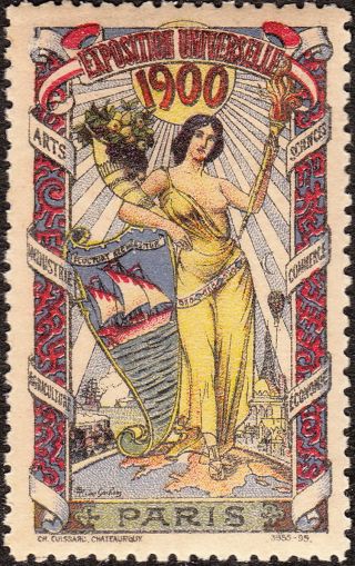 Stamp Label France Exposition 1900 Poster Cinderella International Fair photo