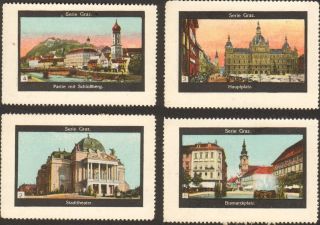 4 Poster Cinderella Stamp Reklamemarke 1910s Austria Graz Ps 1 photo