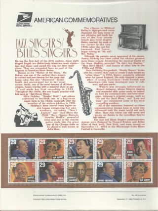 2854 - 2861 Jazz And Blues Singers 1994 Commemorative Panel photo
