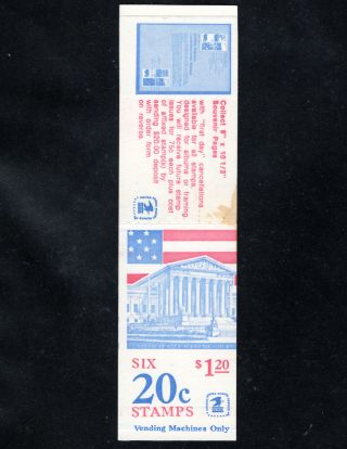 Oddlots: Us Booklet Bk139,  M,  20¢ Flag Over Supreme Court,  Vending Bklt Of 6 photo