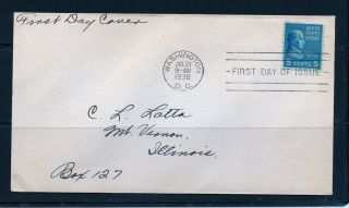 First Day Cover James Monroe 5c 810 Presidents Uncacheted Fdc 1938 photo