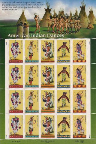 Tmm 1996 Amercan Indian Dances Sheet S 3072 - 76 M/nh/og photo