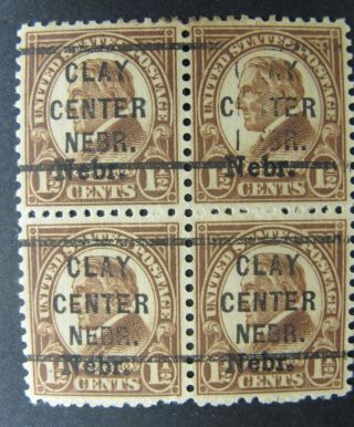 Precancel Efo Clay Center Nebraska Scott 670 Block Of Four U.  S.  Stamp photo