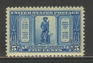 Us 619,  1925 5c Minute Man,  Lexington - Concord Battles Issue,  Nh photo