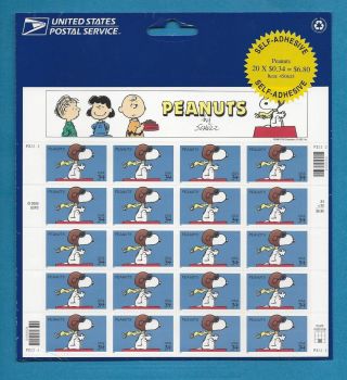 2001 34 - Cent Peanuts Comic Strip Issue,  Sheet Of 20,  Scott photo