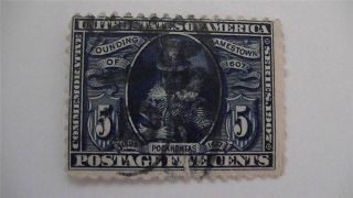 Founding Of Jamestown 5 Cent Pocahontas Us Stamp 1907 Sc 330 - Cr photo
