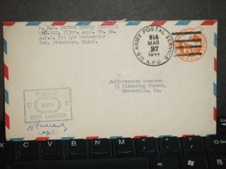 Apo 956 Fort Ruger,  Hawaii 1944 Censored Wwii Cover 773rd Amph Tr Bn photo