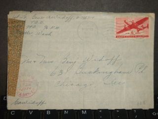 Apo 942 Anchorage,  Alaska Censored Wwii Army Cover 54th Tcs photo