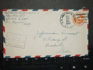 Apo 952 Fort Hase,  Hawaii 1943 Censored Wwii Army Cover 16th Ca photo