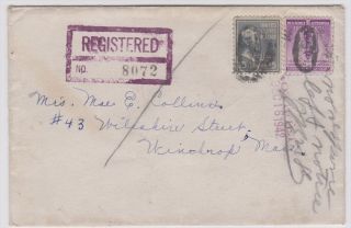 Nahant Ma 1942 Registered Cover To Winthrop photo