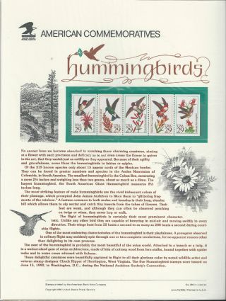 2646a Hummingbirds 1992 Commemorative Panel photo