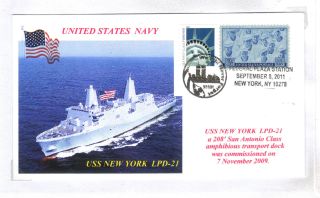 Uss York Lpd - 21 Amph Transport Dock Color Photo Cachet 9/11 10th Postmark photo