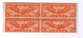 Sc C19 Air Mail - 6 Cent - Winged Globe - Block Of 4 - photo